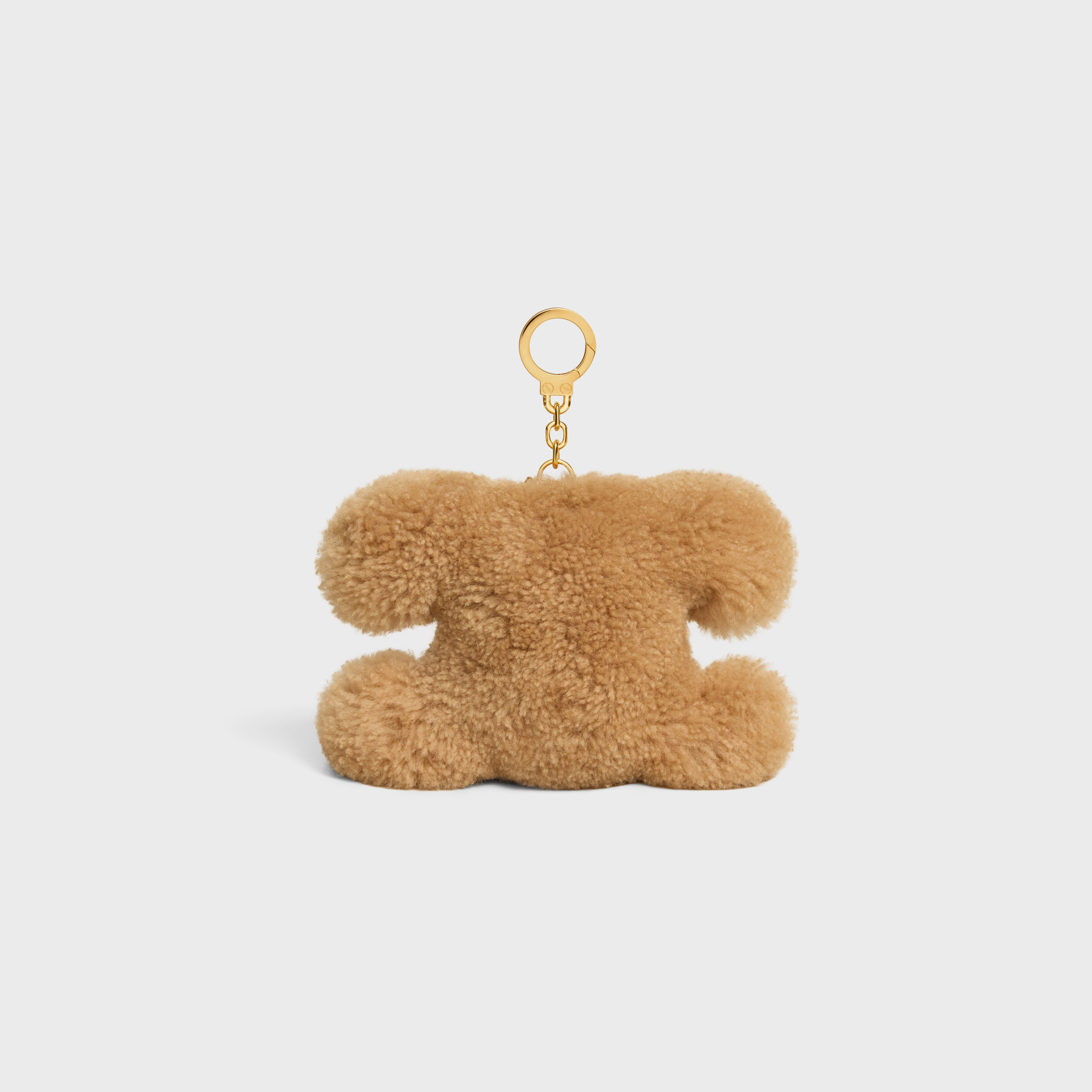 Celine Triomphe Pom-pom Charm In Embroidered Shearling And Calfskin In Multi