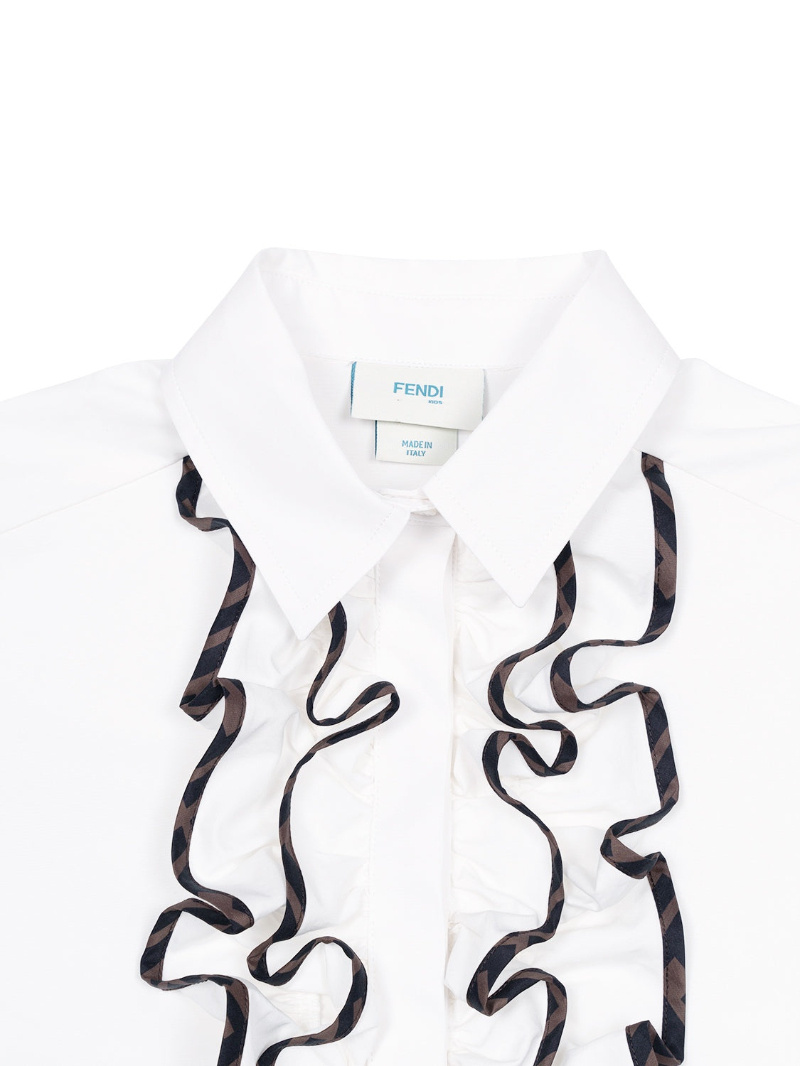 Fendi Boxy-fit Shirt Blouse With Ruffles In White