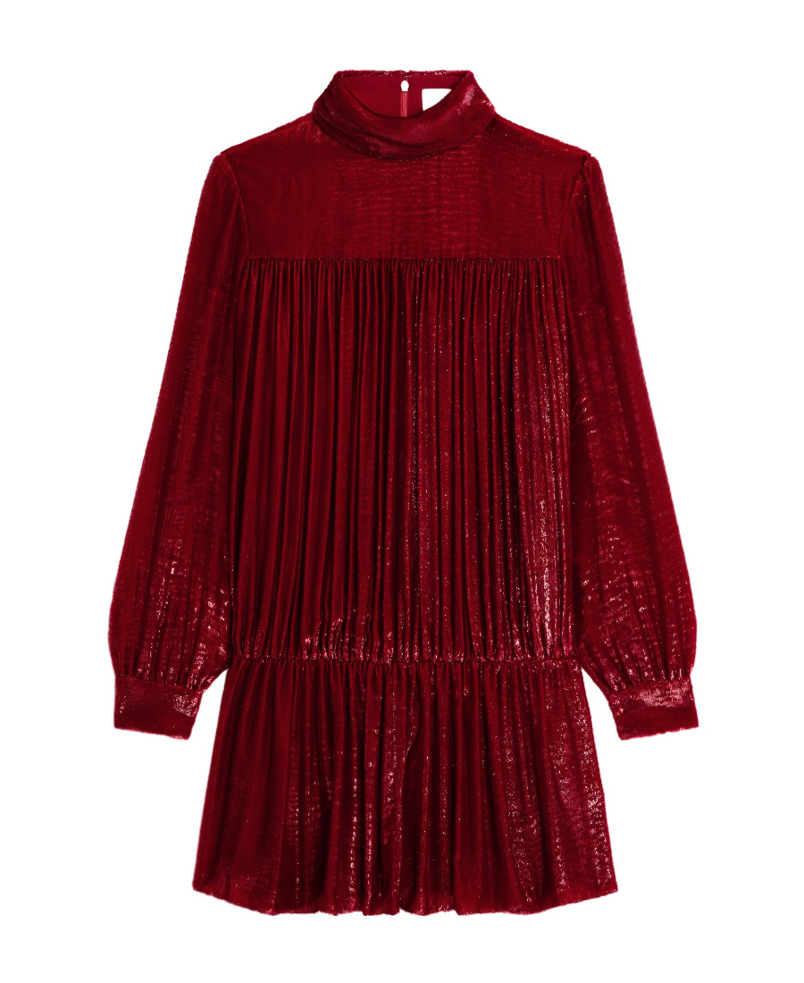 Celine Gathered Mini Dress In Flowing Velvet Lamé