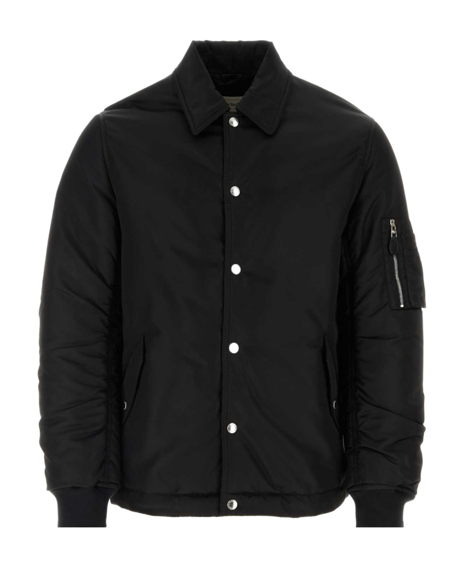 Alexander Mcqueen Button Up Collared Jacket In Black