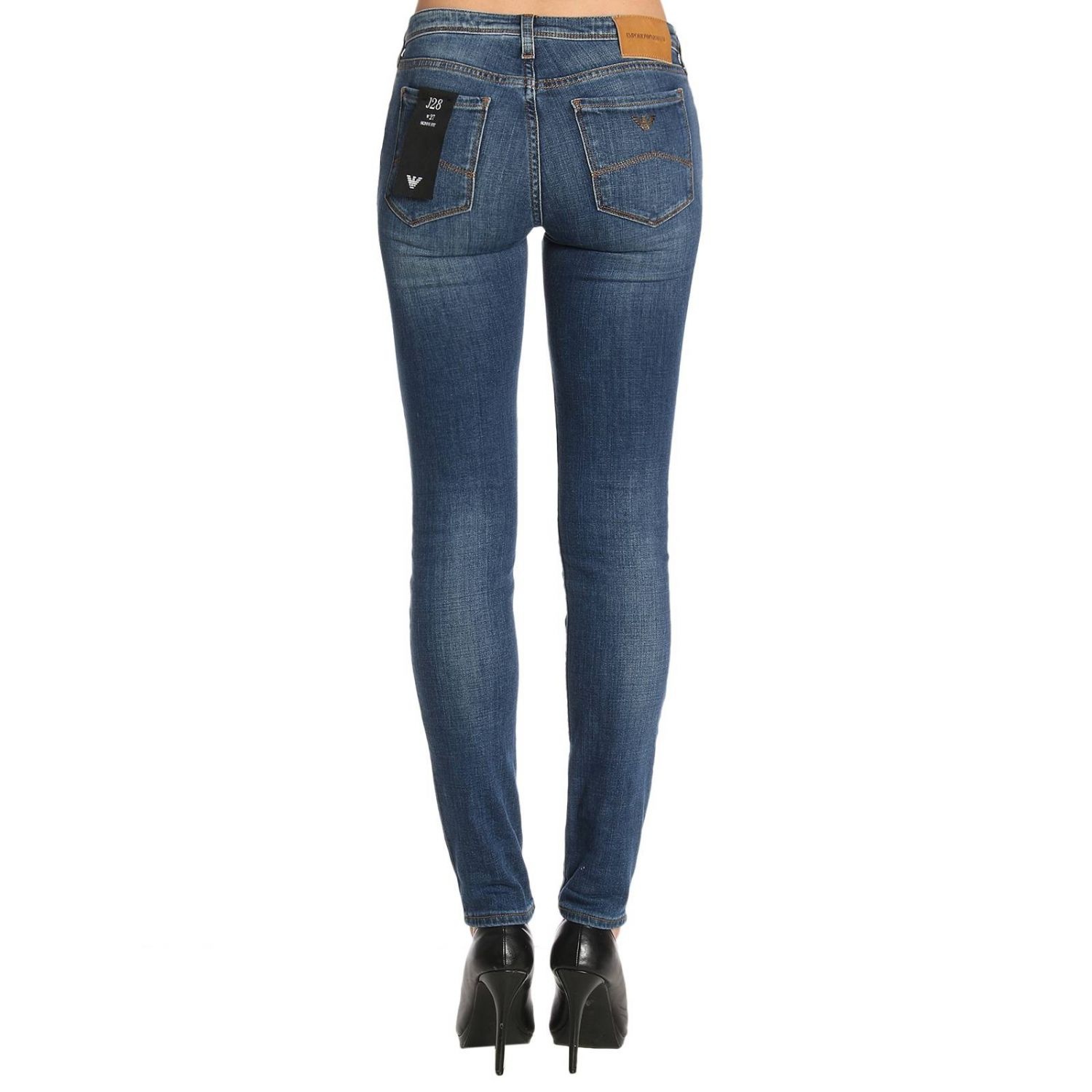 Emporio Armani Logo Slim Jeans In Blue