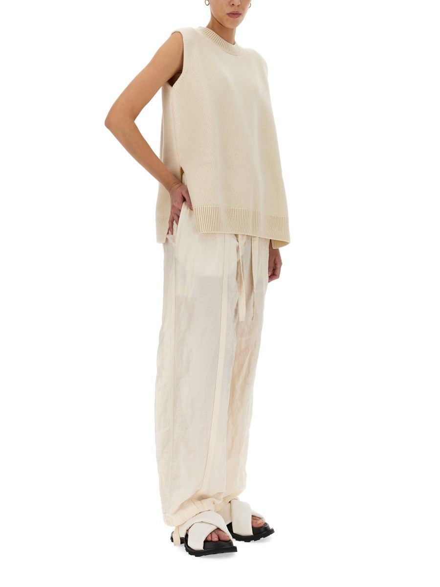 Jil Sander Relaxed Fit Crew-neck Wool Vest In Nude