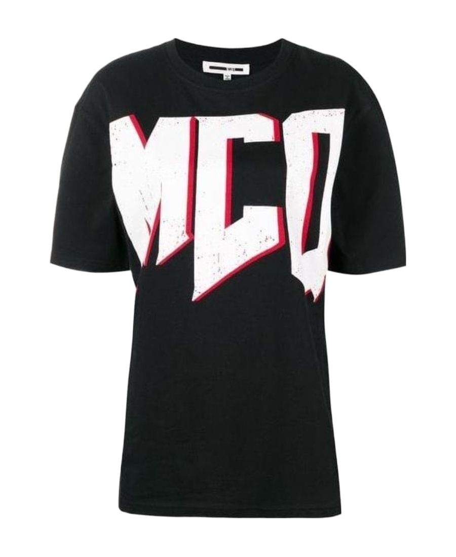 Mcq By Alexander Mcqueen Printed Letter Logo Short Sleeve In Black