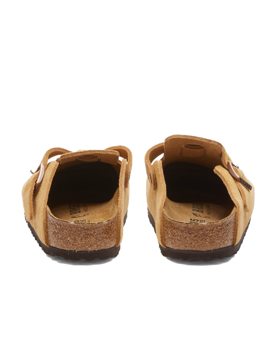 Shop Birkenstock Boston Suede Slides In Brown