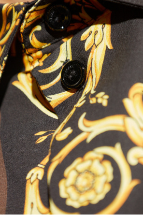 Versace Animal Print Shirt With Gold Accents In Yellow