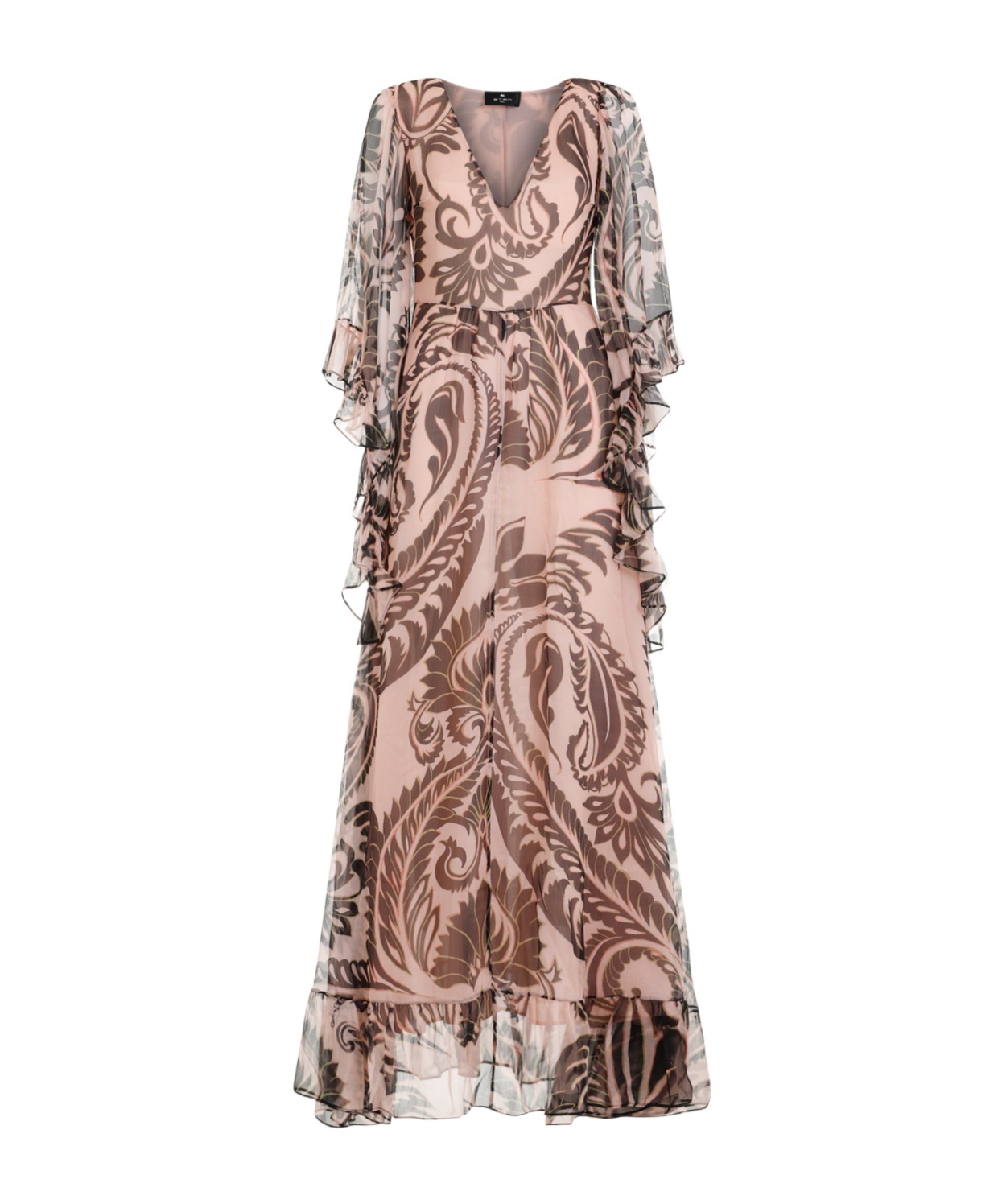 Etro Silk Long Dress In Nude