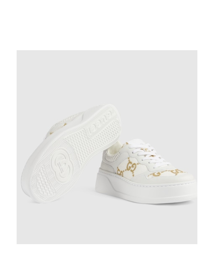 Gucci Gg Panelled Leather Sneakers In White
