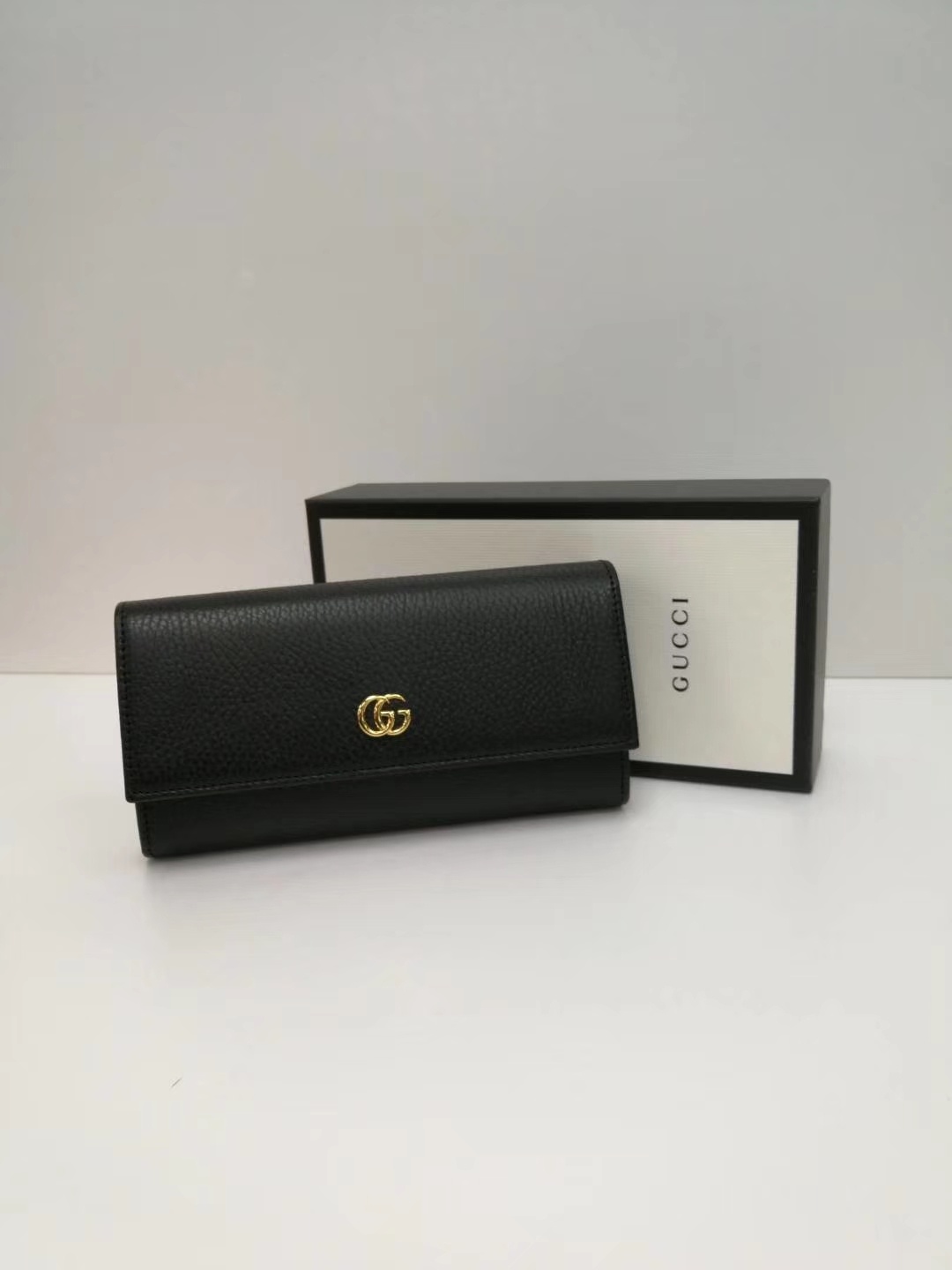 Gucci Bi-color Gg Marmont Continental Wallet In Black