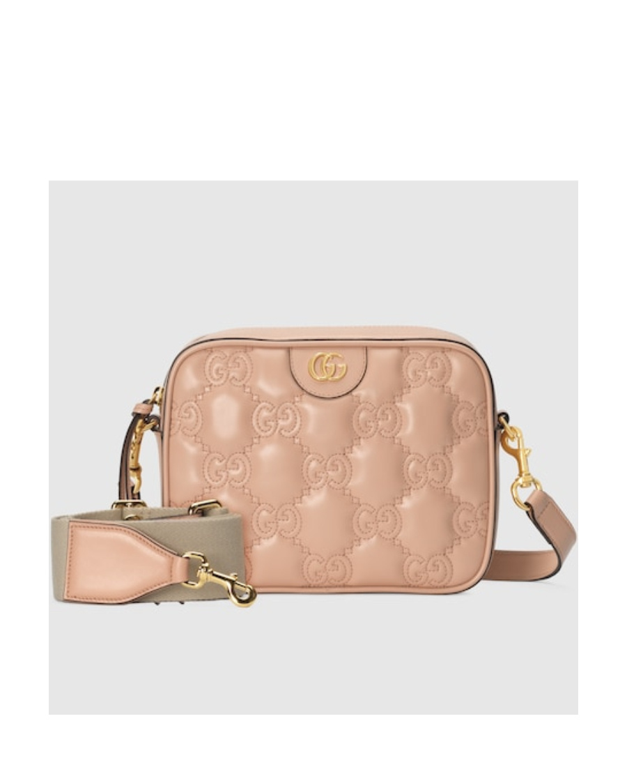 Gucci Small Gg Matelassé Shoulder Bag In Nude