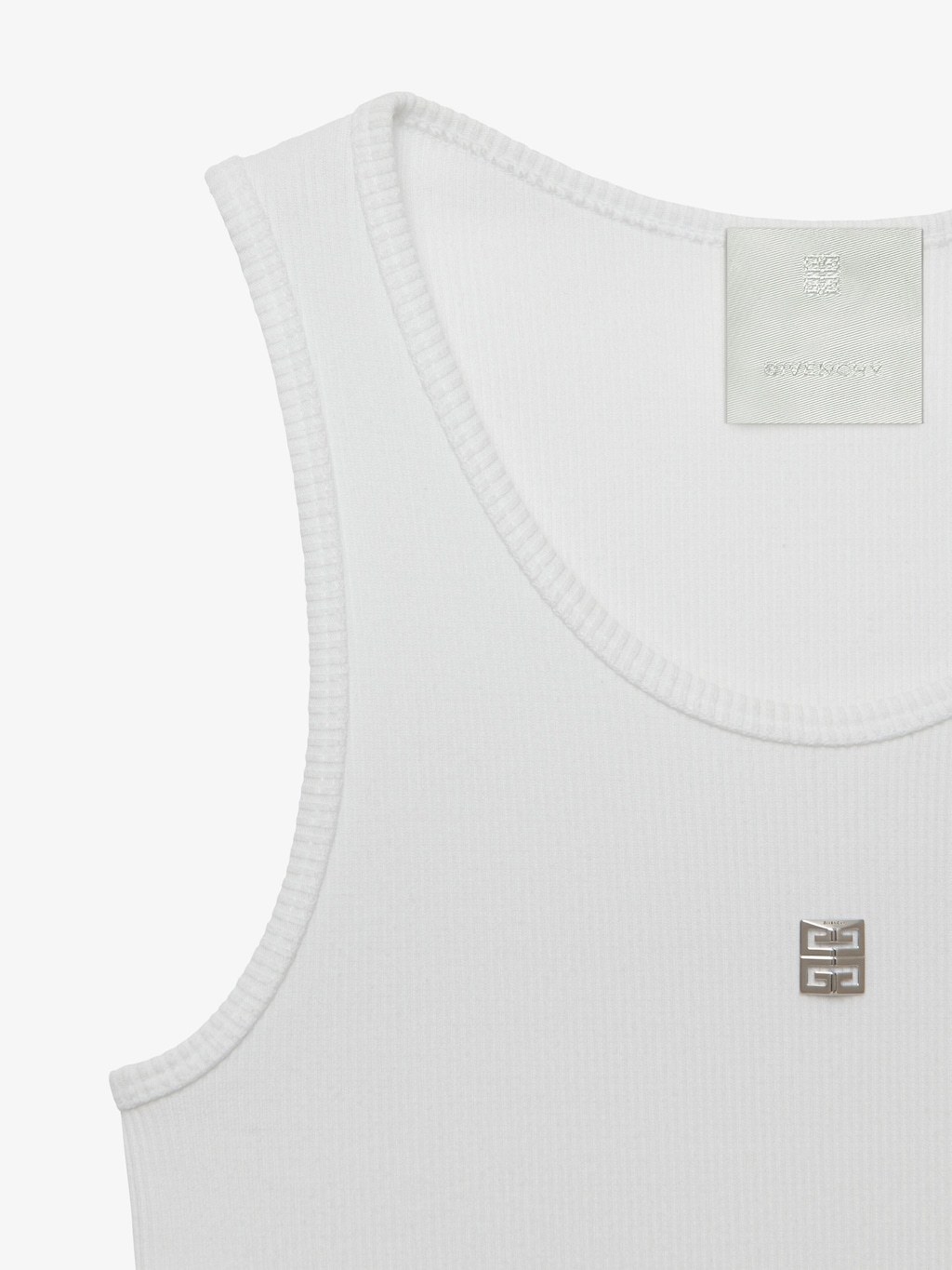 Givenchy Women's White Logo-plaque Cropped Ribbed Cotton-jersey Tank Top In White