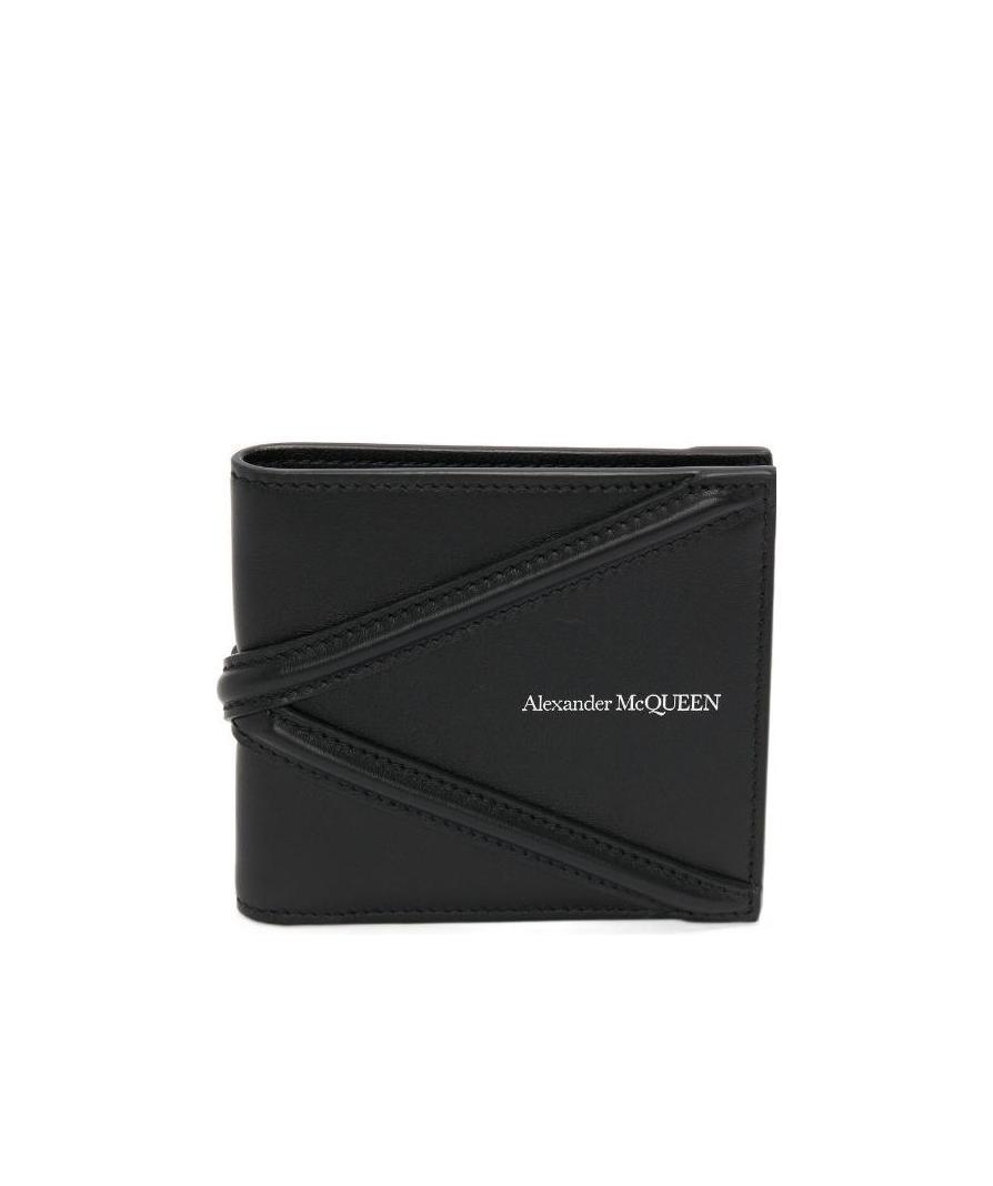 Alexander Mcqueen Man Black Leather Wallet In Black