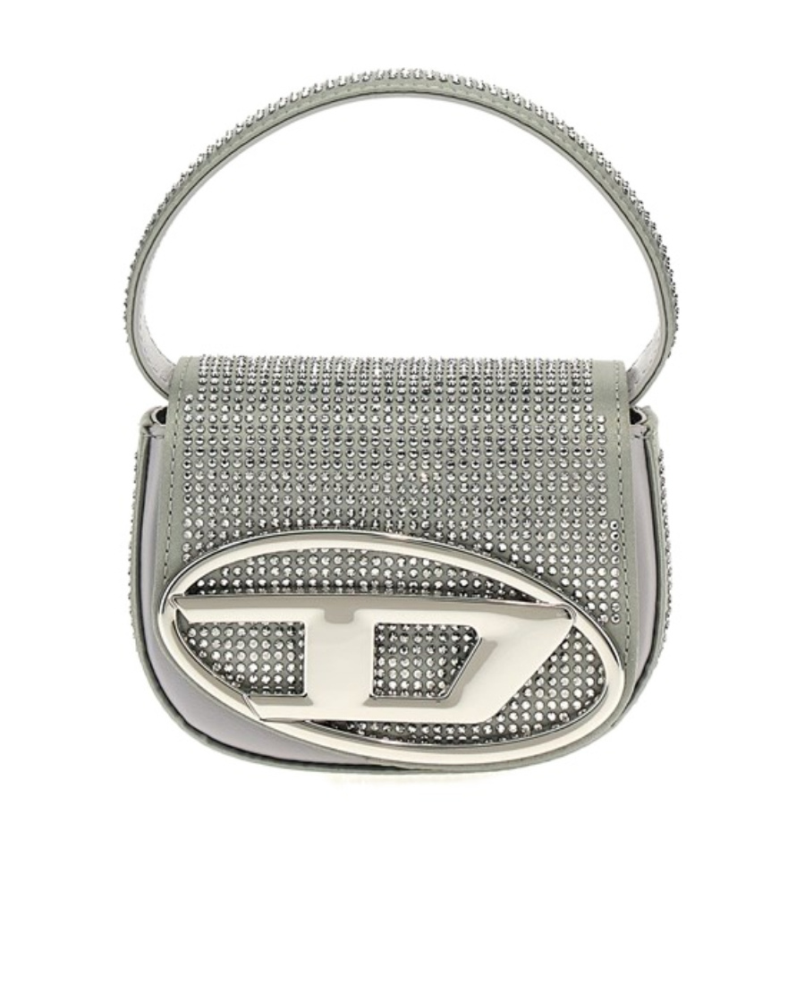 Diesel 1dr Xs Rhinestoned Mini Bag In Gray