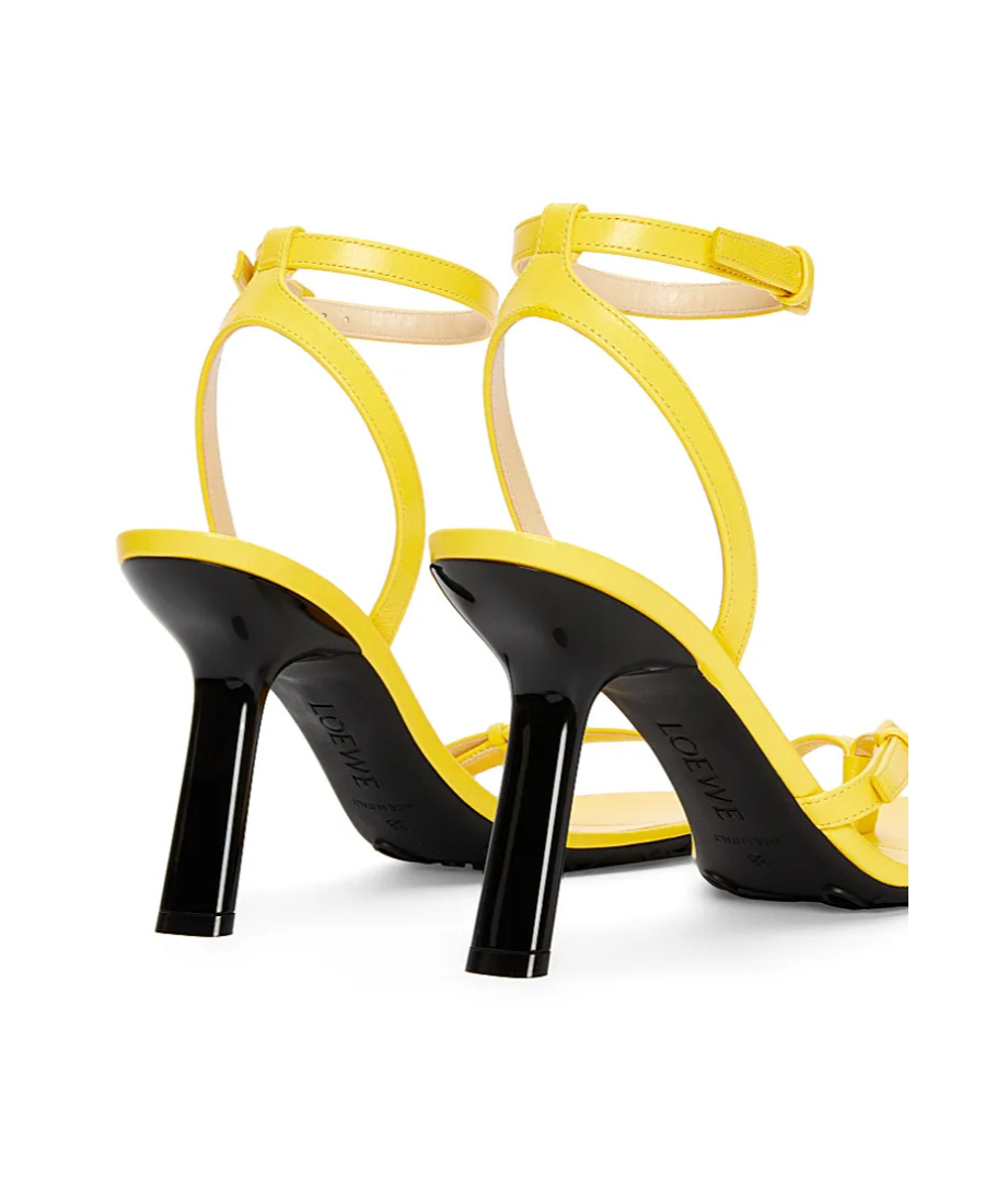 Loewe Open Toe Leather Petal Sandals With Stiletto Heel In Yellow