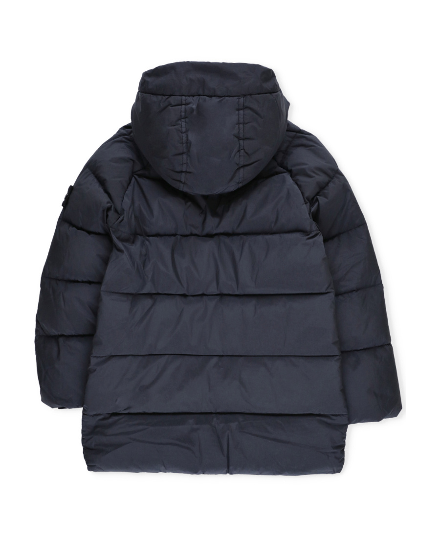 Stone Island Junior Compass-motif Long-sleeved Padded Coat In Blue