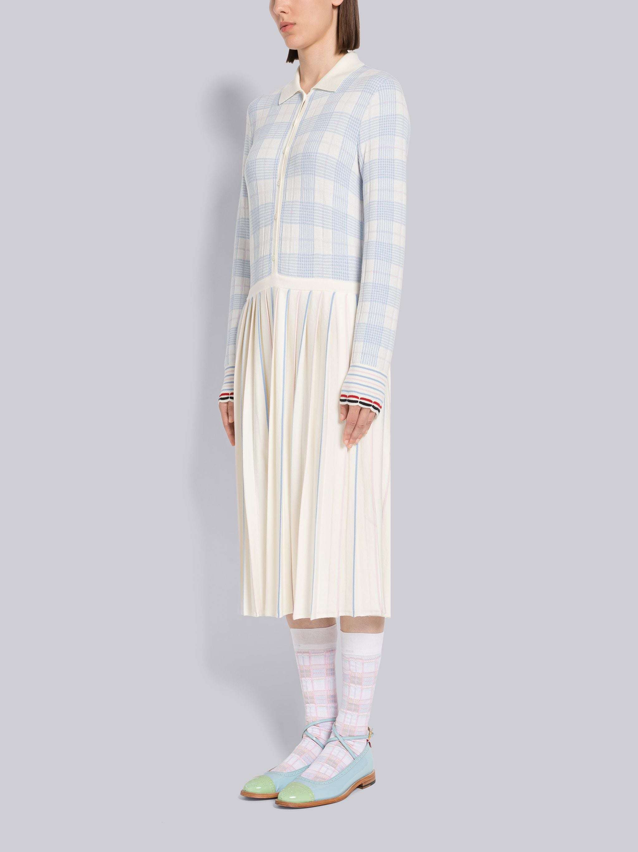 Thom Browne Checked Jacquard Wool Cardigan In White