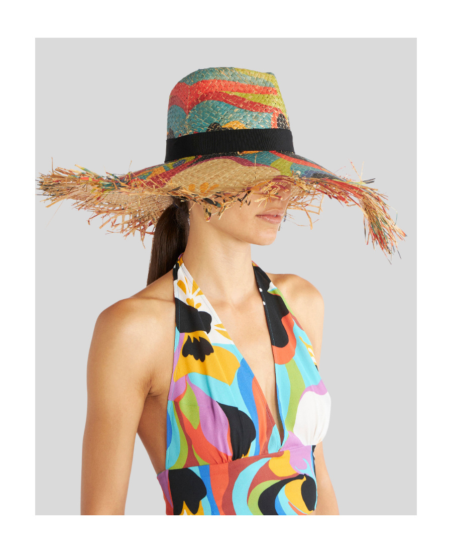 Etro Graphic-print Straw Sun Hat In Brown