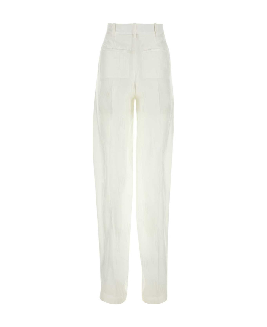 Attico Satin Waistband Pleated Trousers In White