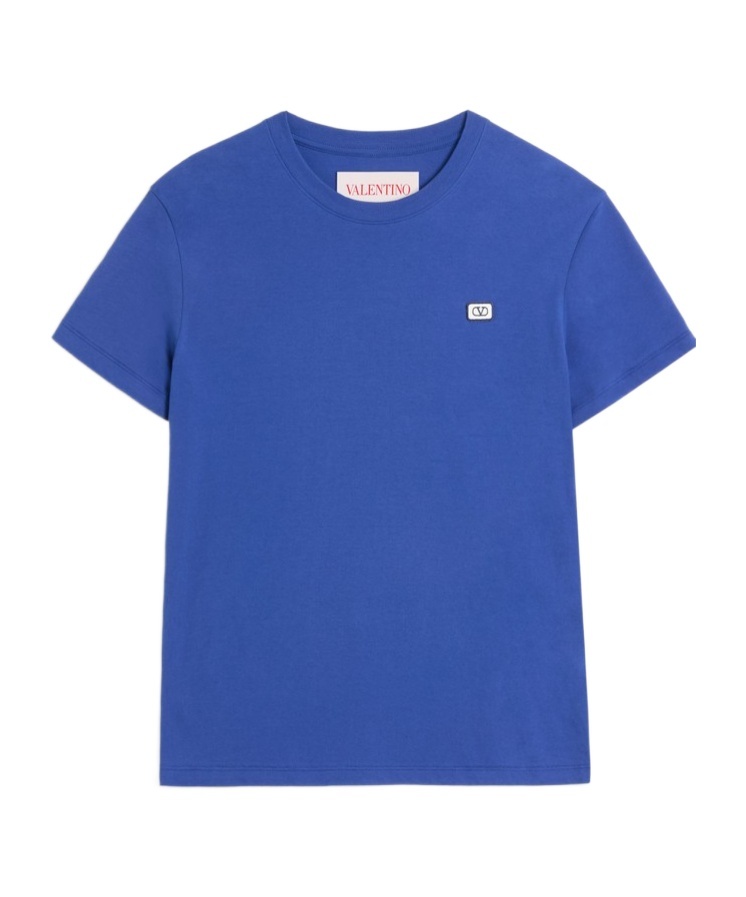 Valentino Vlogo Patch Crewneck T-shirt In Blue
