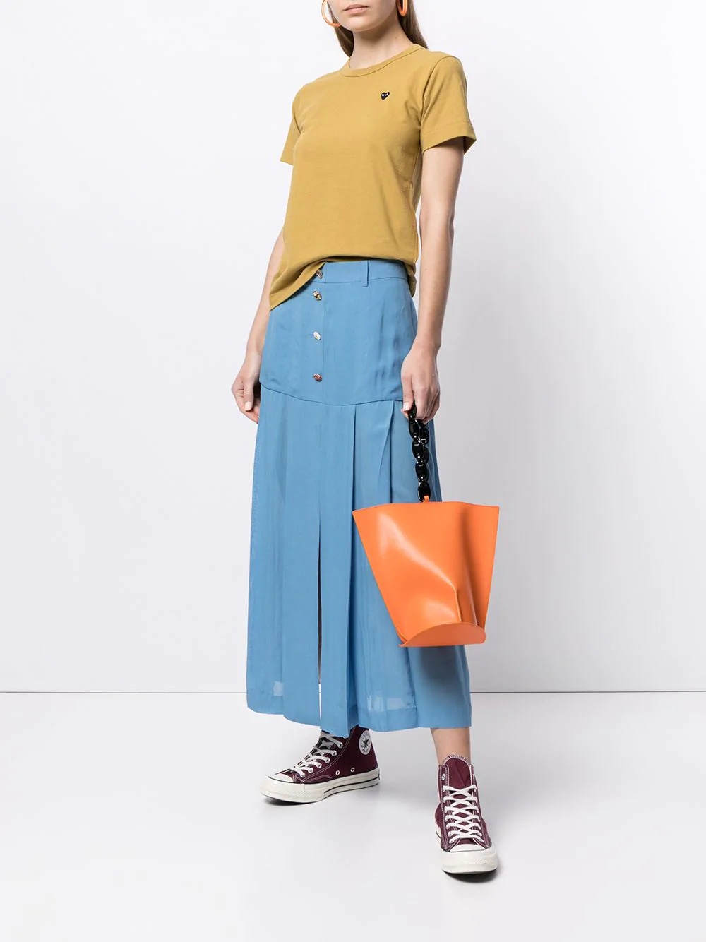 Comme Des Garçons Play Embroidered-logo Cotton T-shirt In Yellow