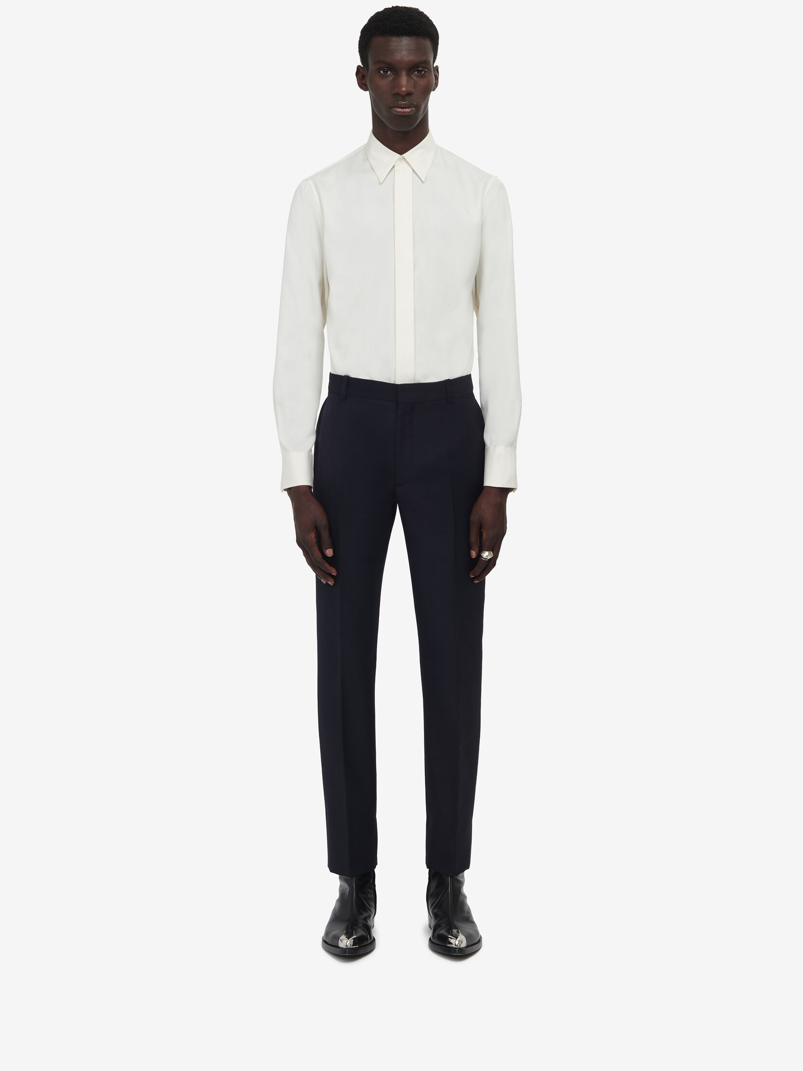 Alexander Mcqueen Straight-leg Cropped Trousers In Black