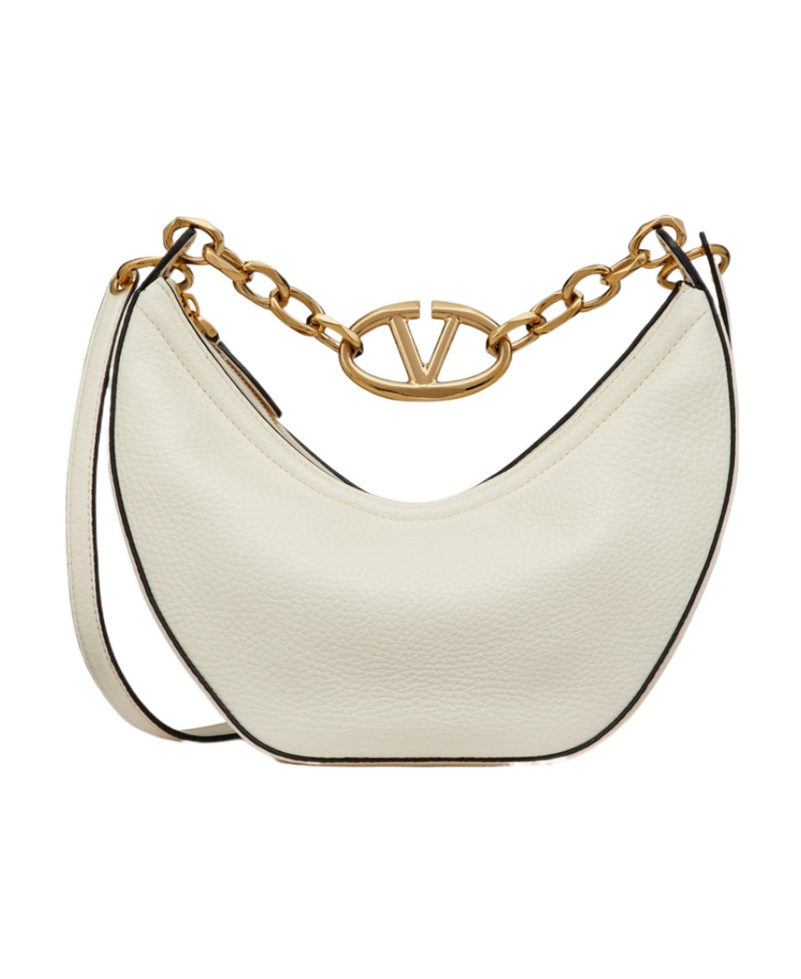 Valentino Neutral Vlogo Moon Small Shoulder Bag In White