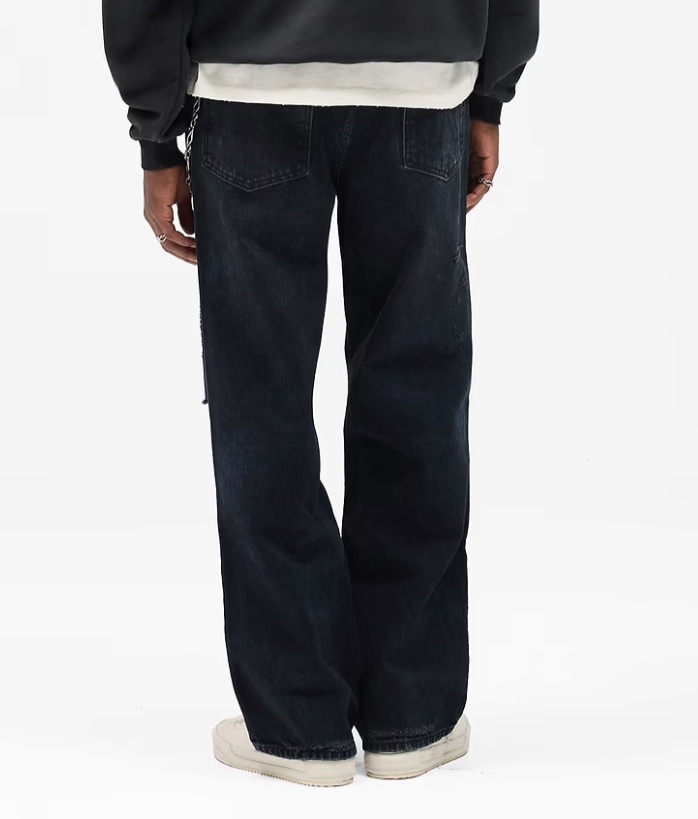 Represent R3 Distressed Baggy Denim In Black