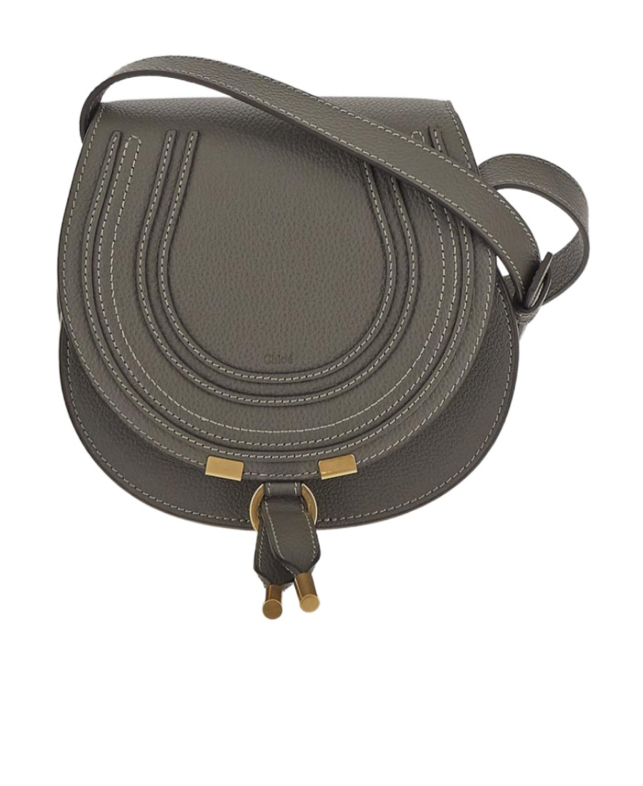 Chloé Small Marcie Saddle Crossbody Bag In Grained Leather In Black