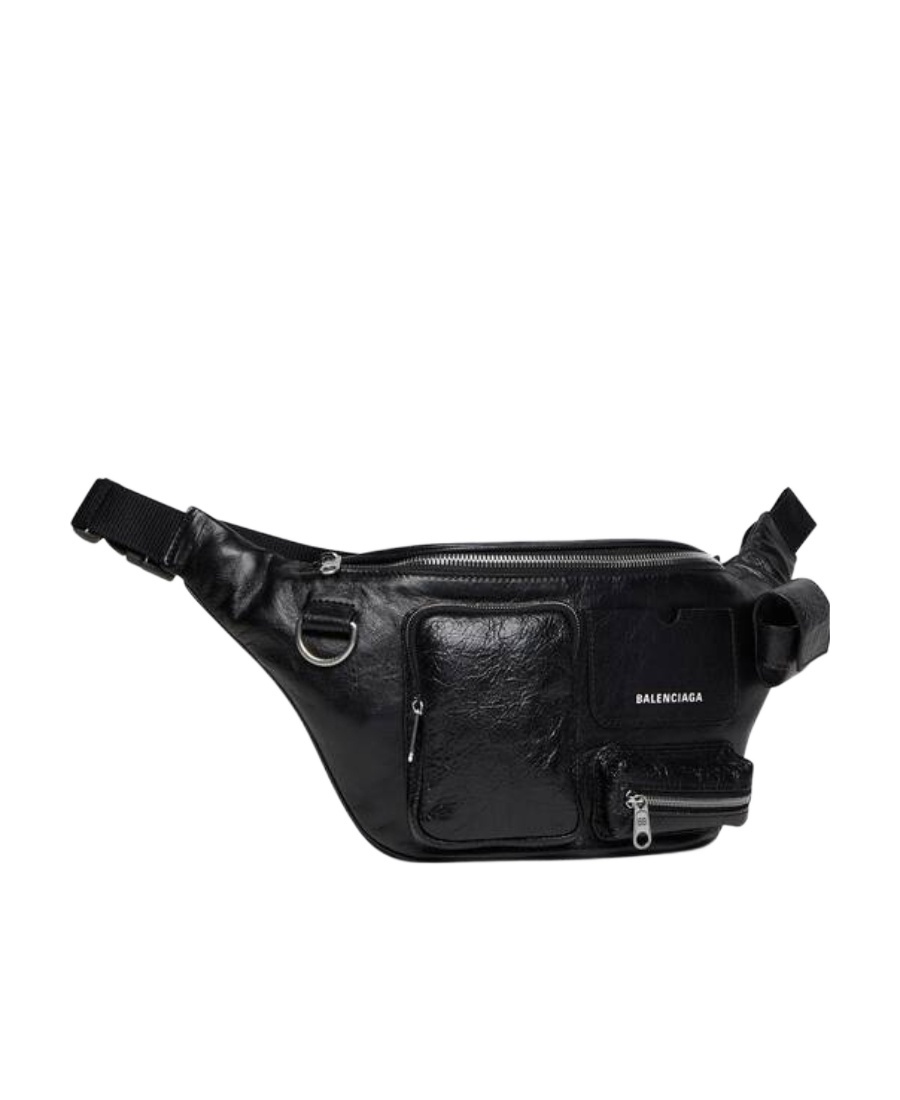 Balenciaga Super Busy Branded Fanny Pack In Black