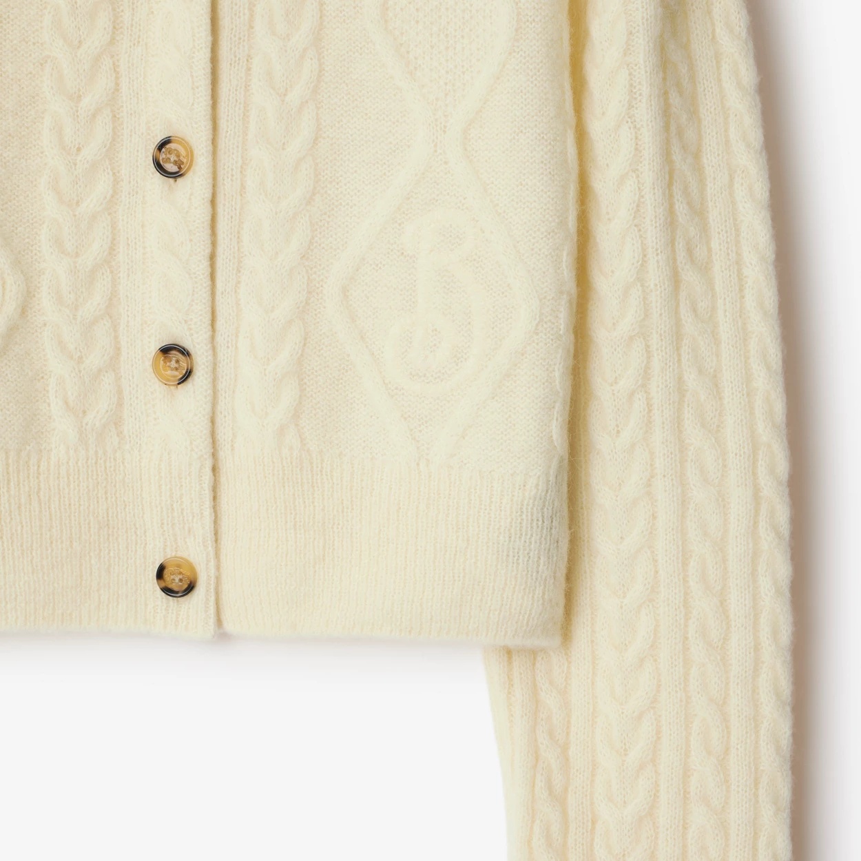 Burberry Wool-alpaca Cropped Aran Cardigan In Nude