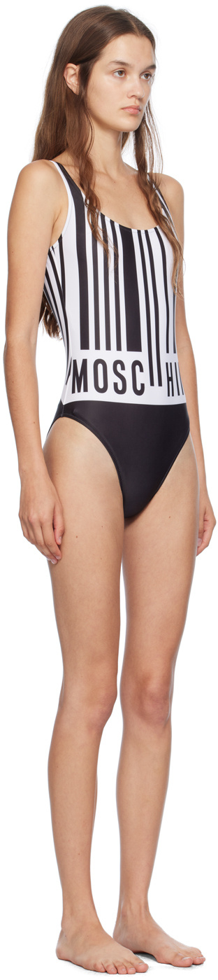 Moschino Bar Code Printed Swimsuit In Nude