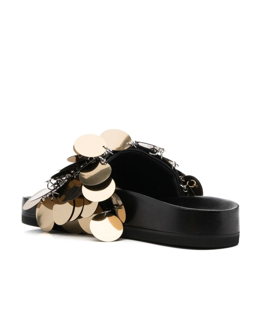Rabanne Sequin-embellished Slides In Black
