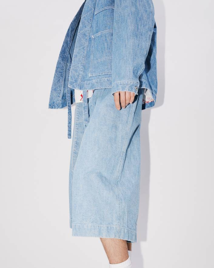 Kenzo X Verdy Logo-embroidered Poncho In Stone Bleached Blue Denim