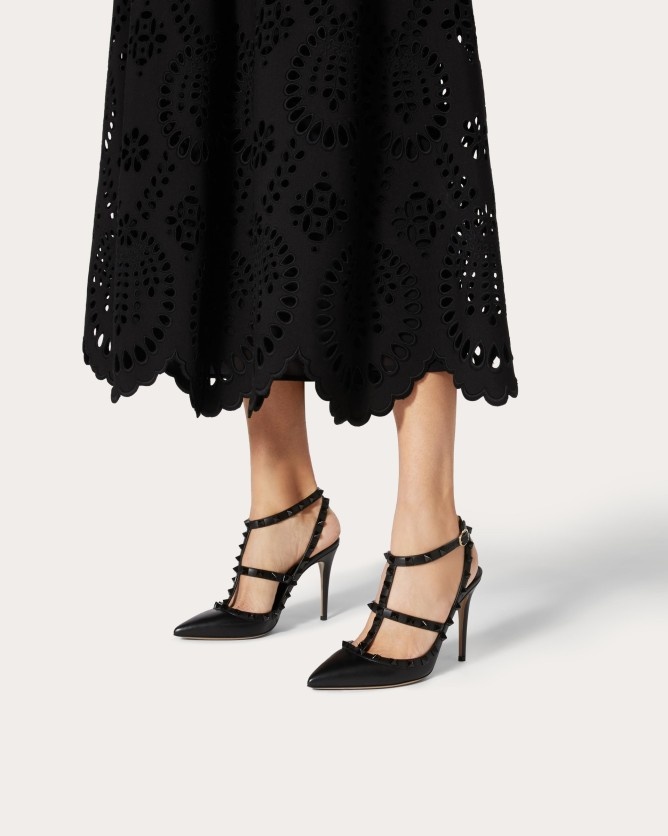 Valentino Garavani Rockstud Ankle Strap Pump With Tonal Studs 100 Mm Woman Black 41.5 In Black