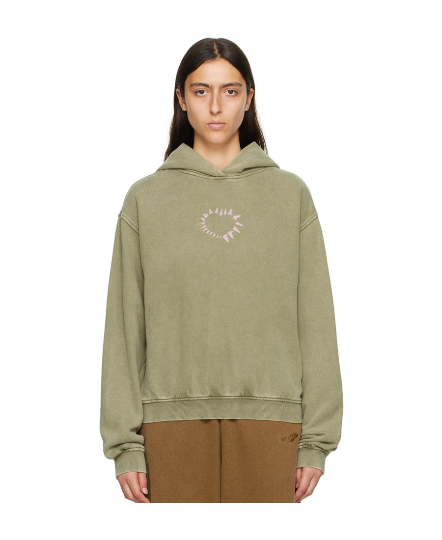 We11 Done Heart Hooded Sweater In Nude