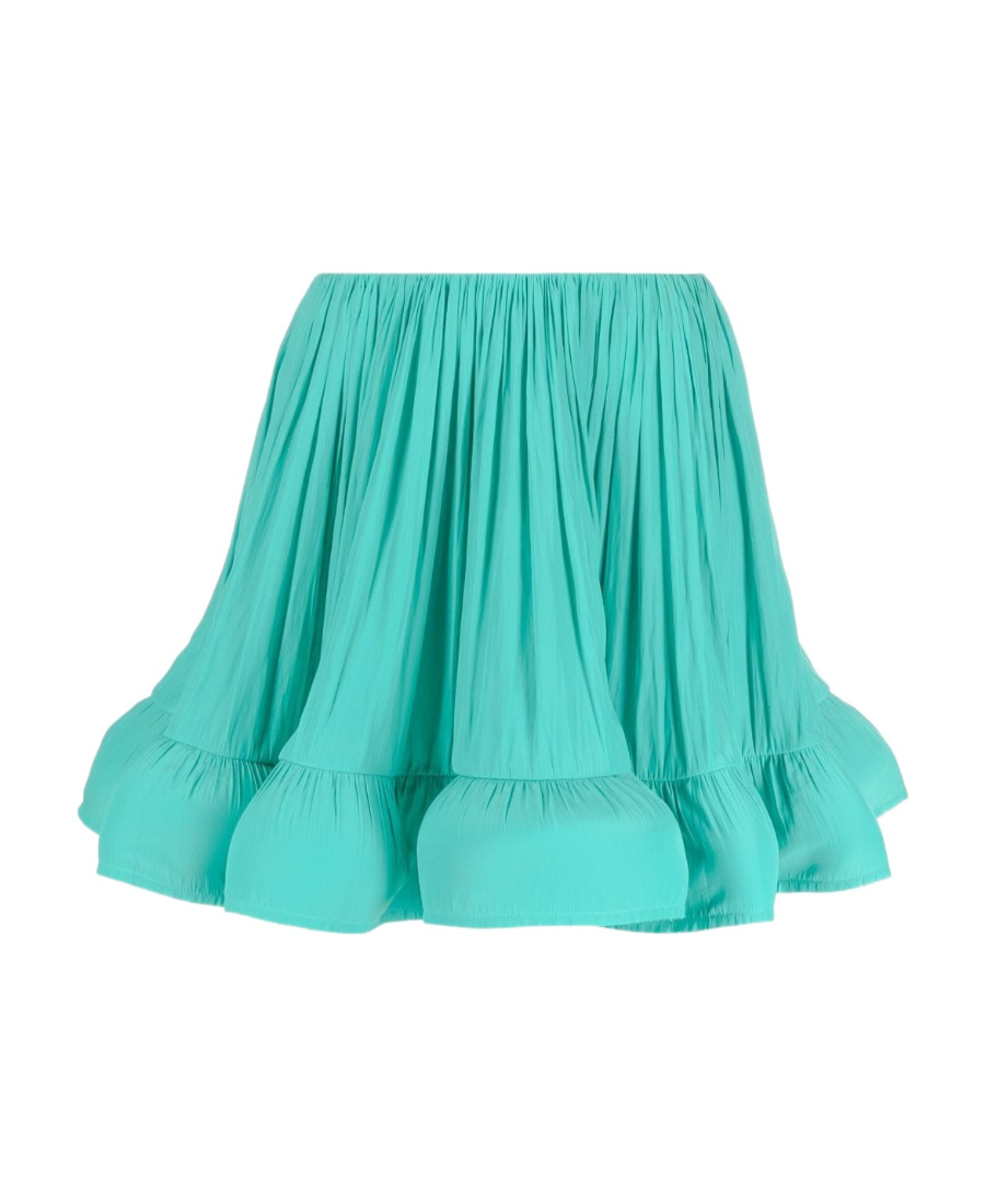 Lanvin Ruffled Flared Miniskirt In Green