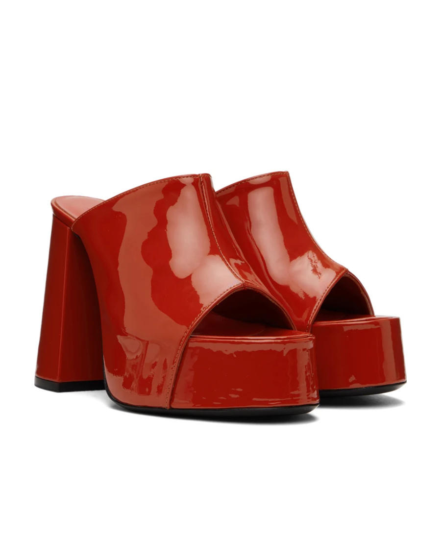 By Far Embossed High-heeled Sandals In Red