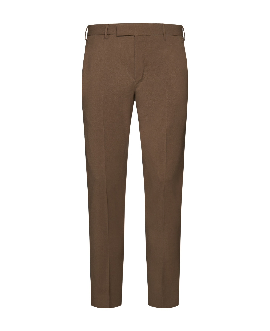 Pt Torino Mid-rise Wool Tailored Trousers In Green