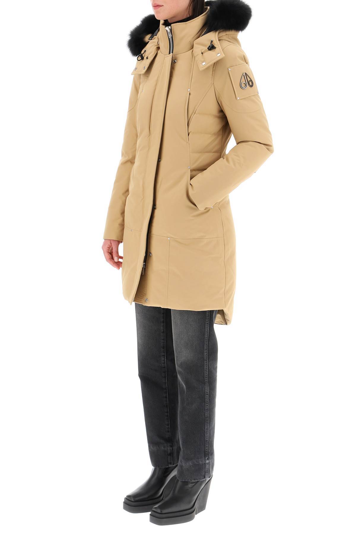 Moose Knuckles Logo Down Jacket In Nude