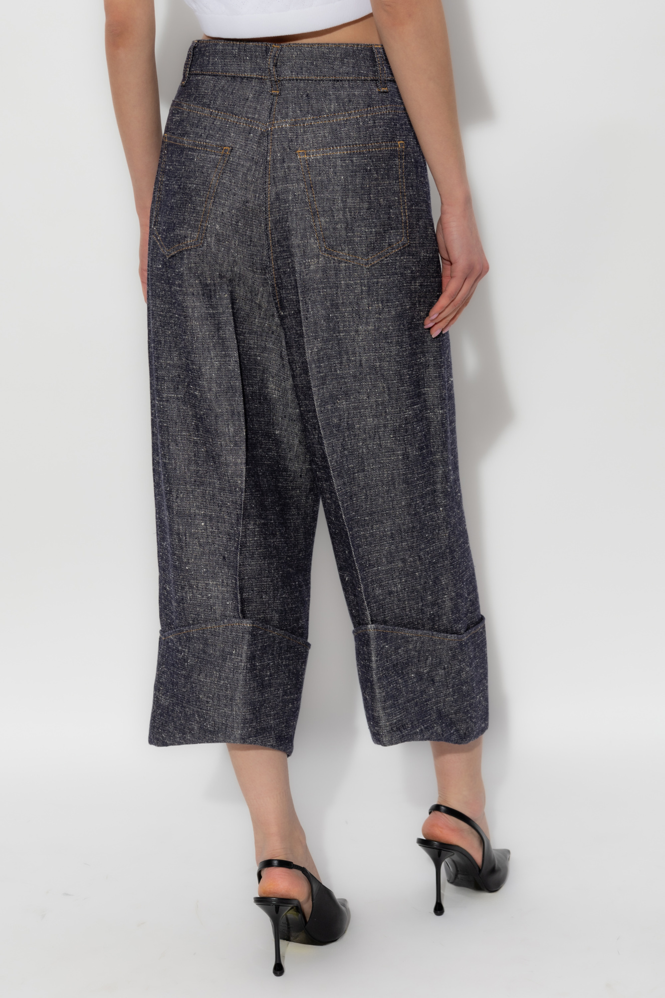 Shop Givenchy Cropped Palazzo Pants In Blue