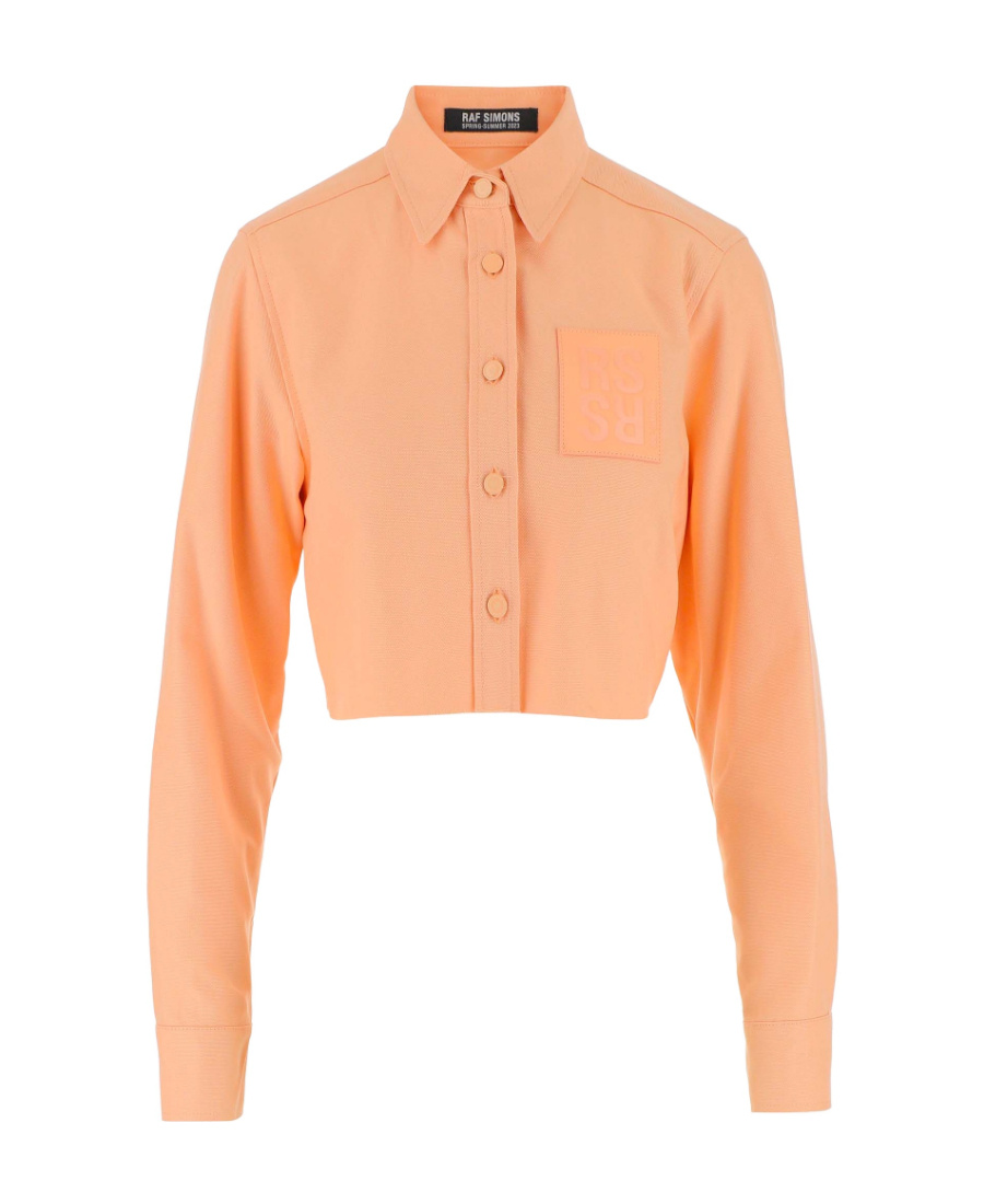 Raf Simons Logo-patch Cropped Jacket In Pink