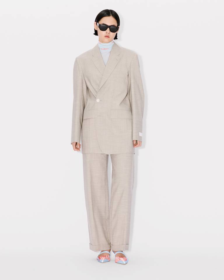 Kenzo Long-sleeved Wool Suit Jacket In Nude