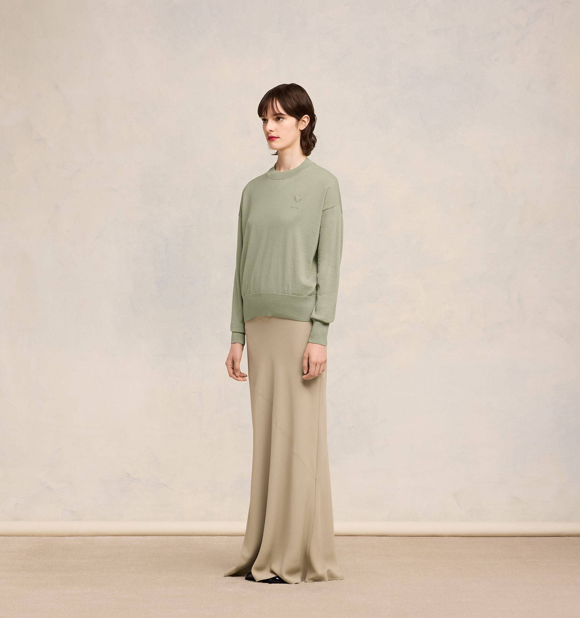 Ami Alexandre Mattiussi Embroidered Wool Sweater In Nude