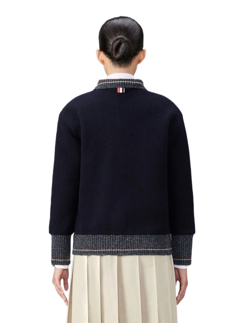 Thom Browne Speckled-trim Wool Cardigan In Black