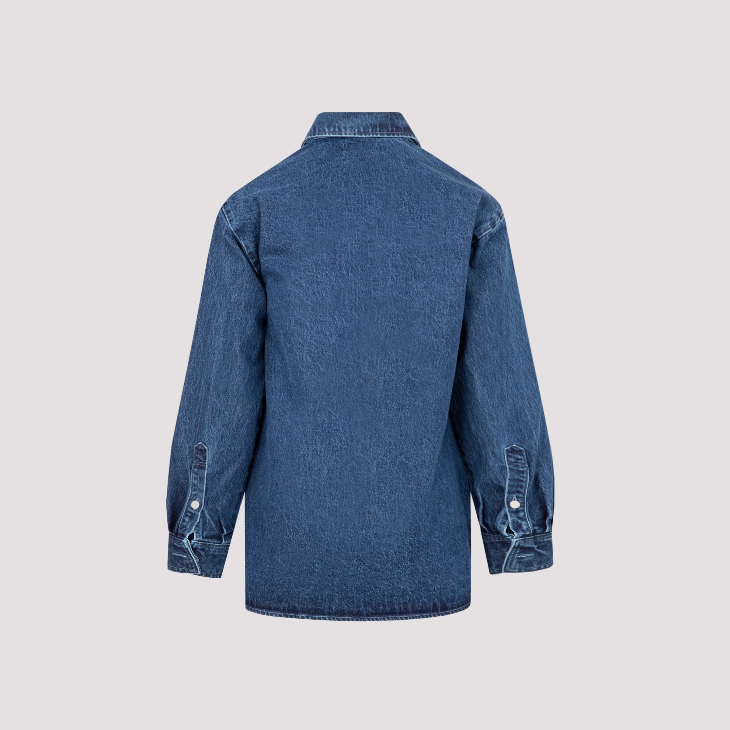 Raf Simons Logo Patch Buttoned Denim Shirt In Blue