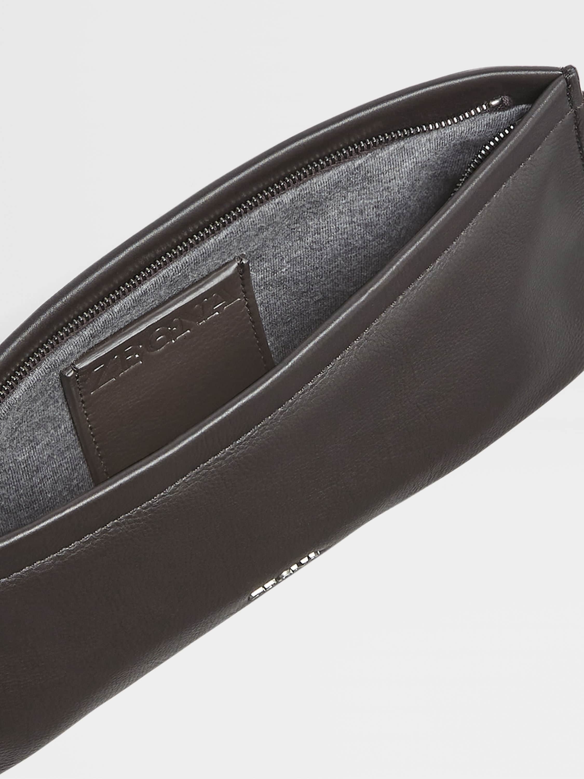 Zegna Secondskin Clutch Bag In Brown
