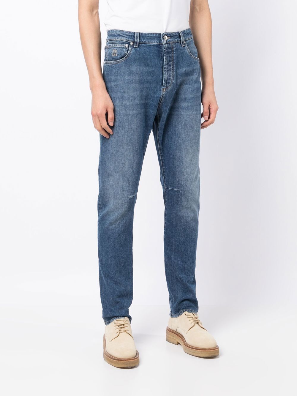 Brunello Cucinelli Slim-cut Mid-rise Jeans In Blue