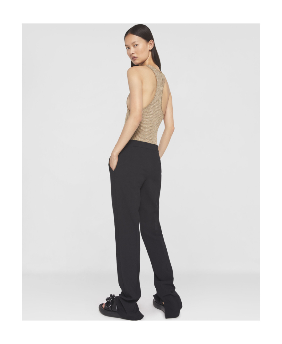 Stella Mccartney Split Cuff Straight Leg Trousers In Black