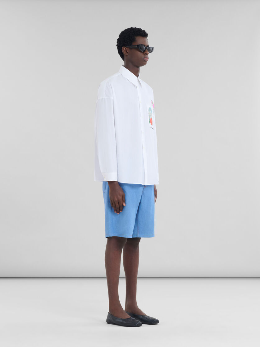 Shop Marni White Bio Poplin Shirt With Flower Patches