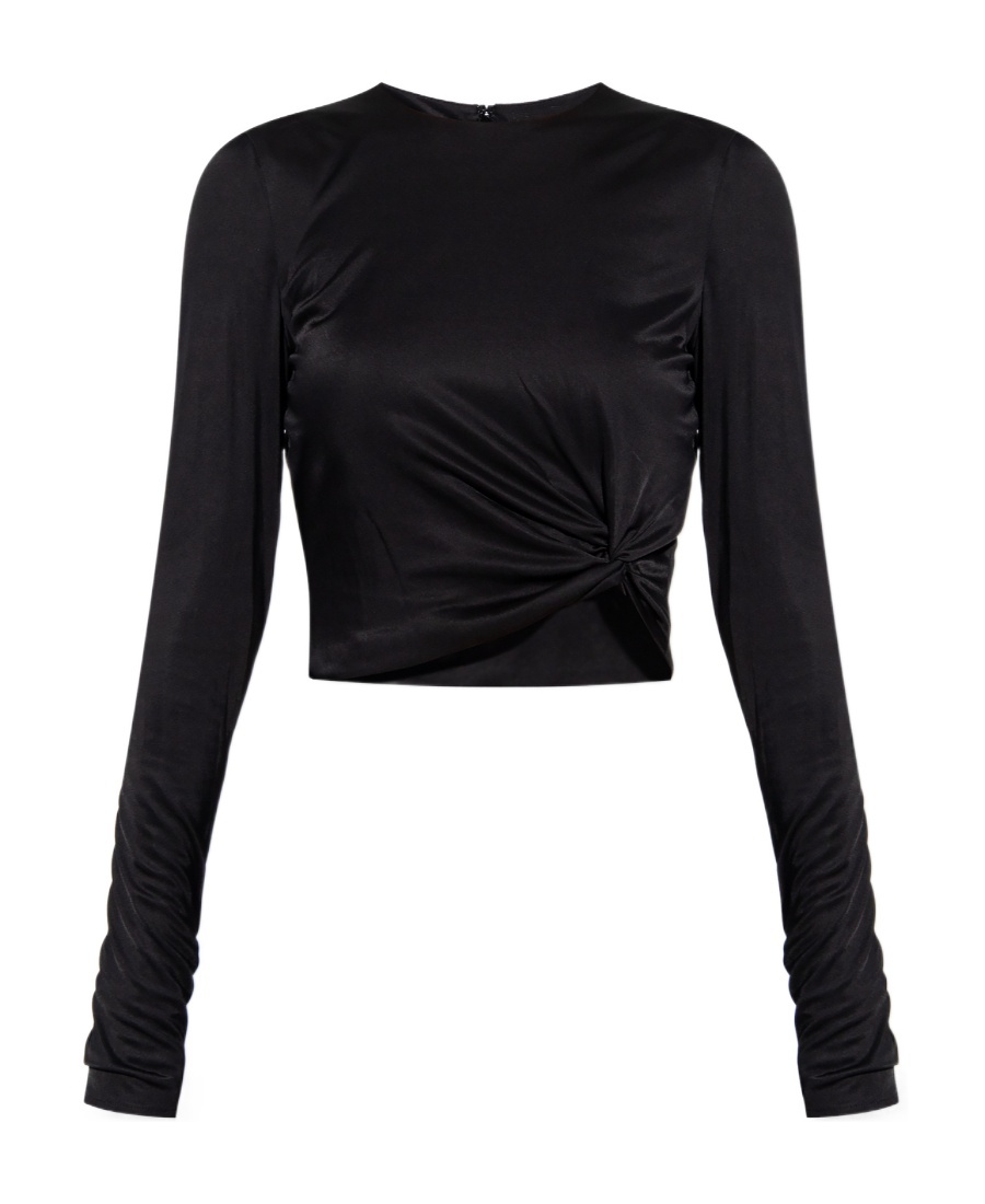 Versace X Dua Lipa Knotted Crop Top In Black