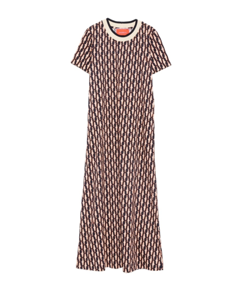 La Doublej Geometric-print Dress In Brown